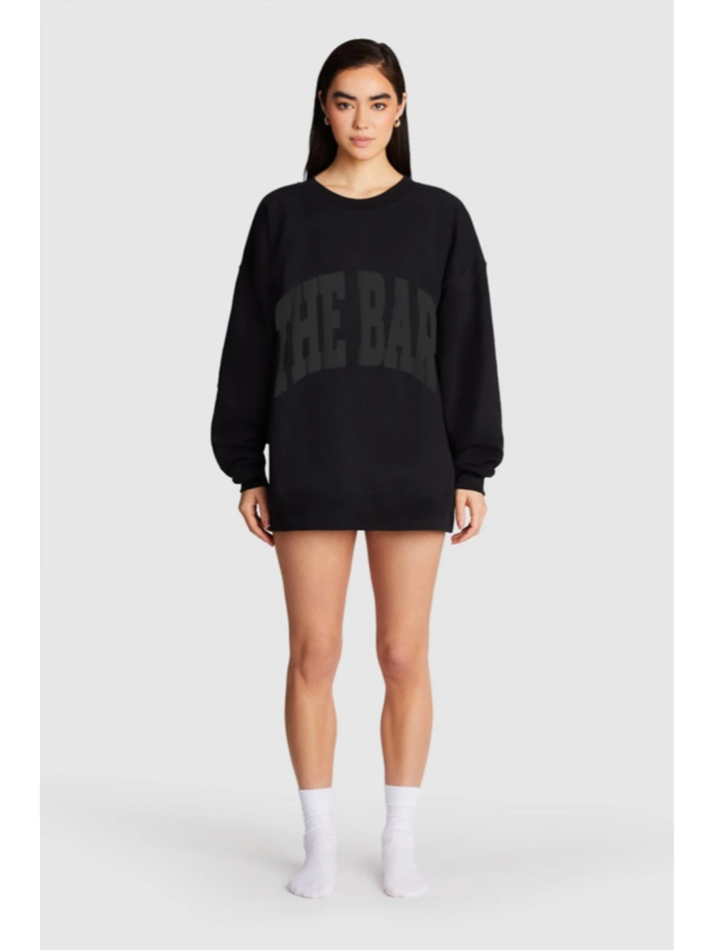 The Bar Black Varsity Sweatshirt Oversized Boyfriend Fit Large